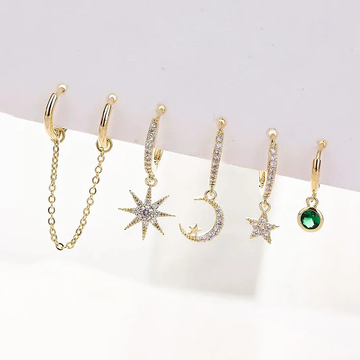 6 Piece Celestial Huggies Earring Set - LAST CHANCE! - Image 12