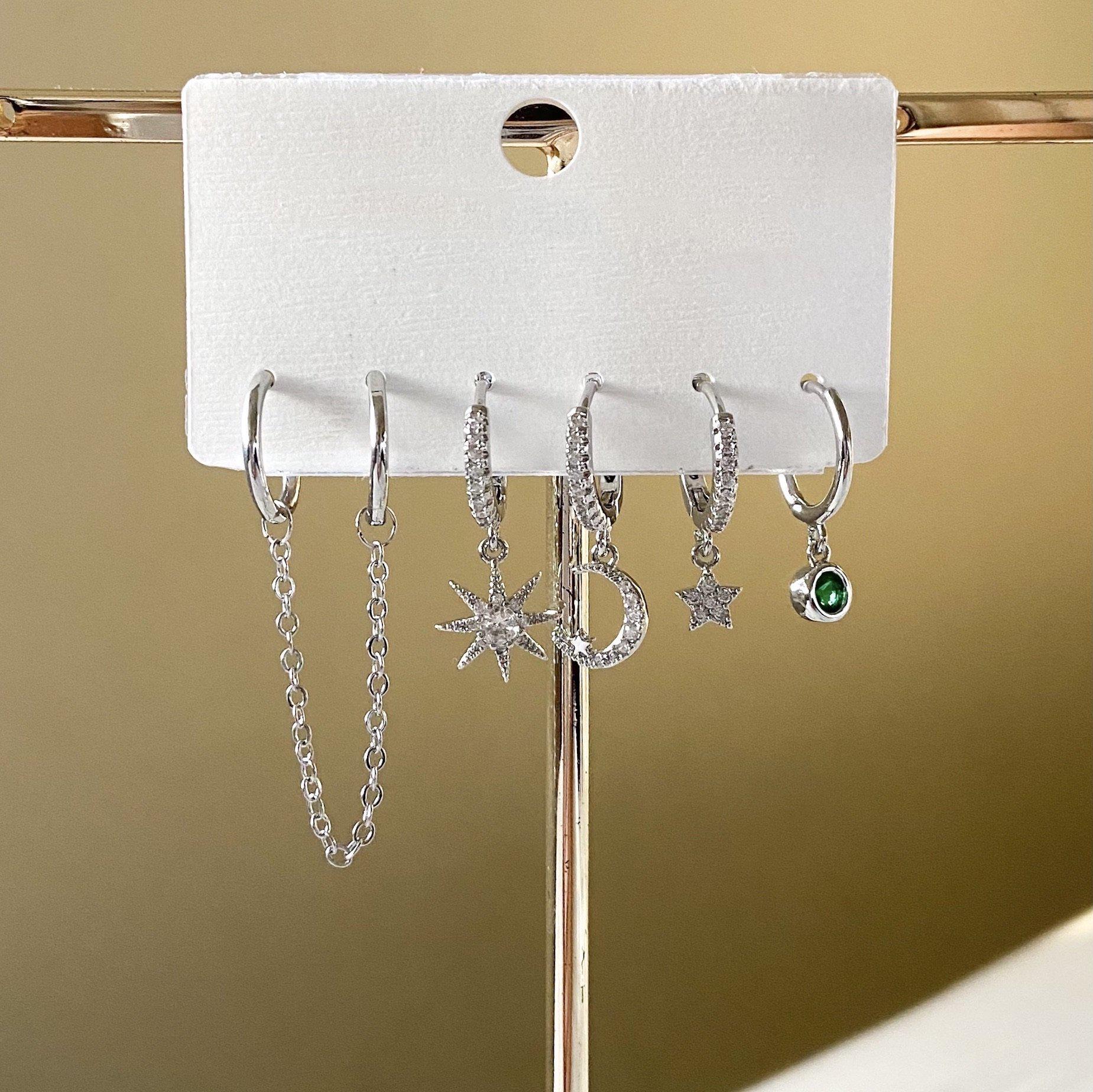 6 Piece Celestial Huggies Earring Set - LAST CHANCE! - Image 4