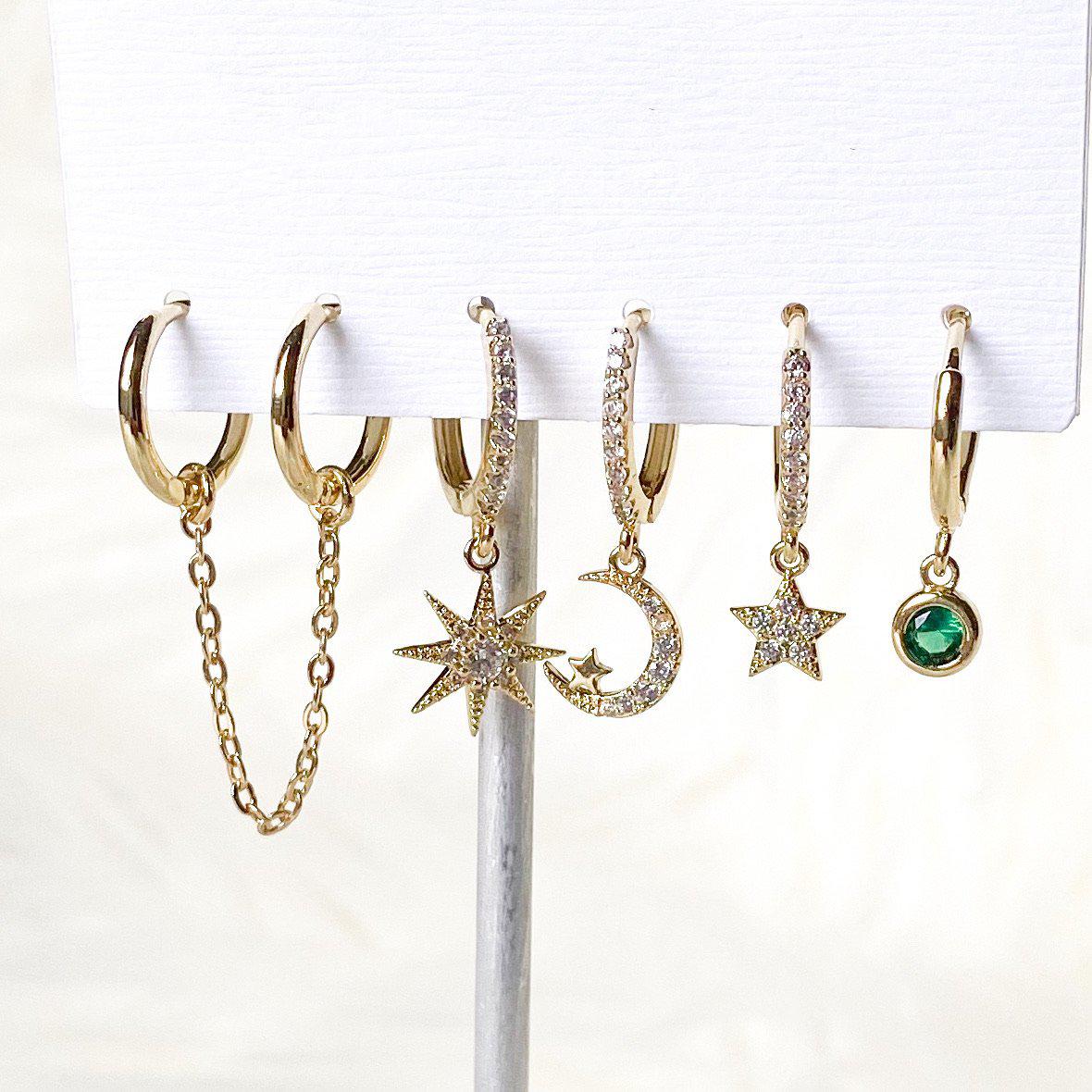 6 Piece Celestial Huggies Earring Set - LAST CHANCE! - Image 5