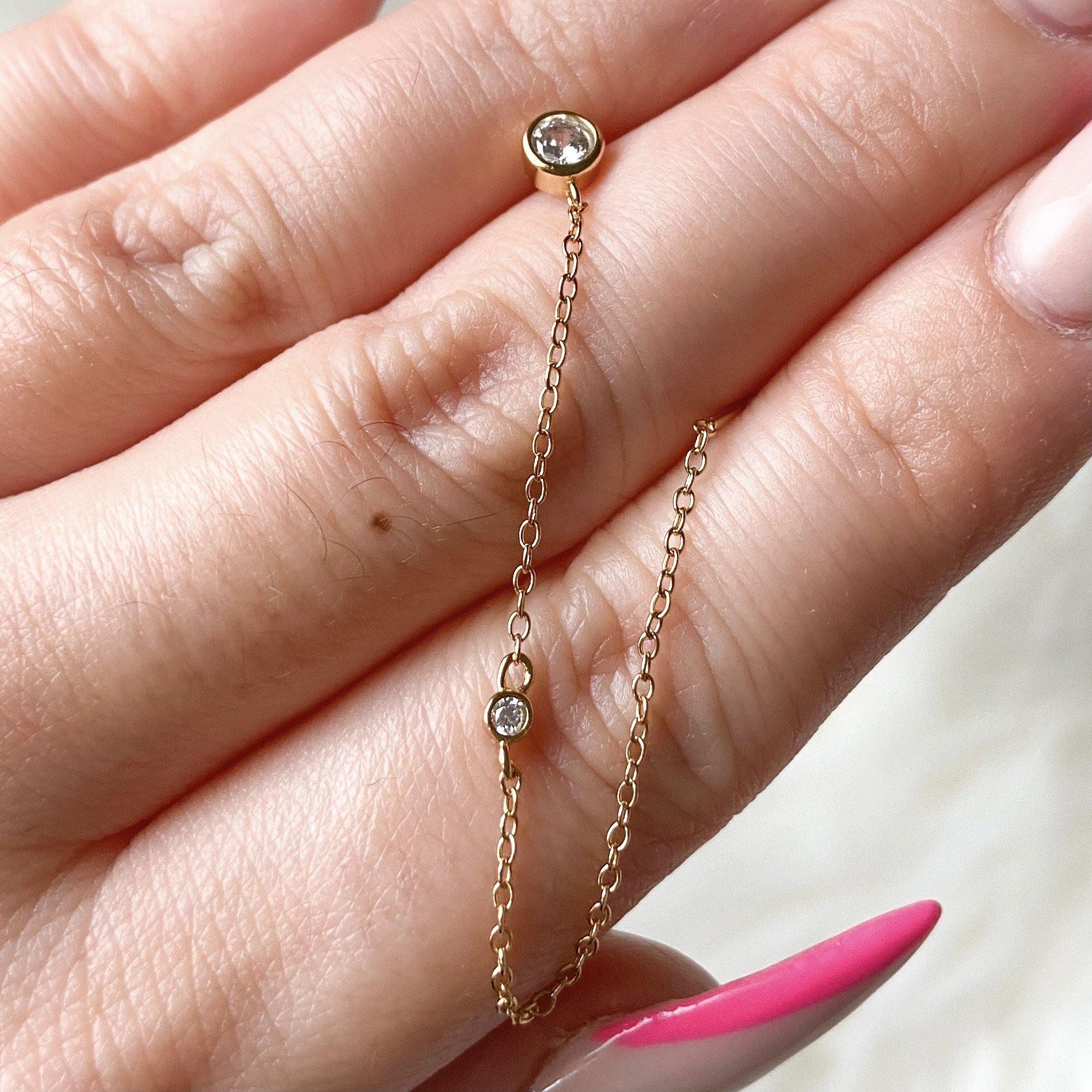 Ari Chain Link Threader Earring - Image 16
