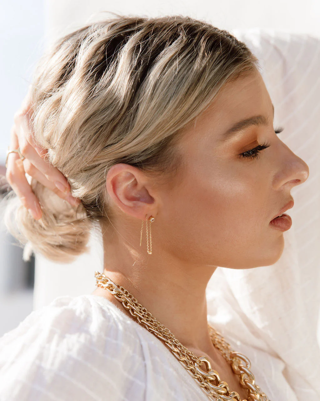 Ari Chain Link Threader Earring - Image 4
