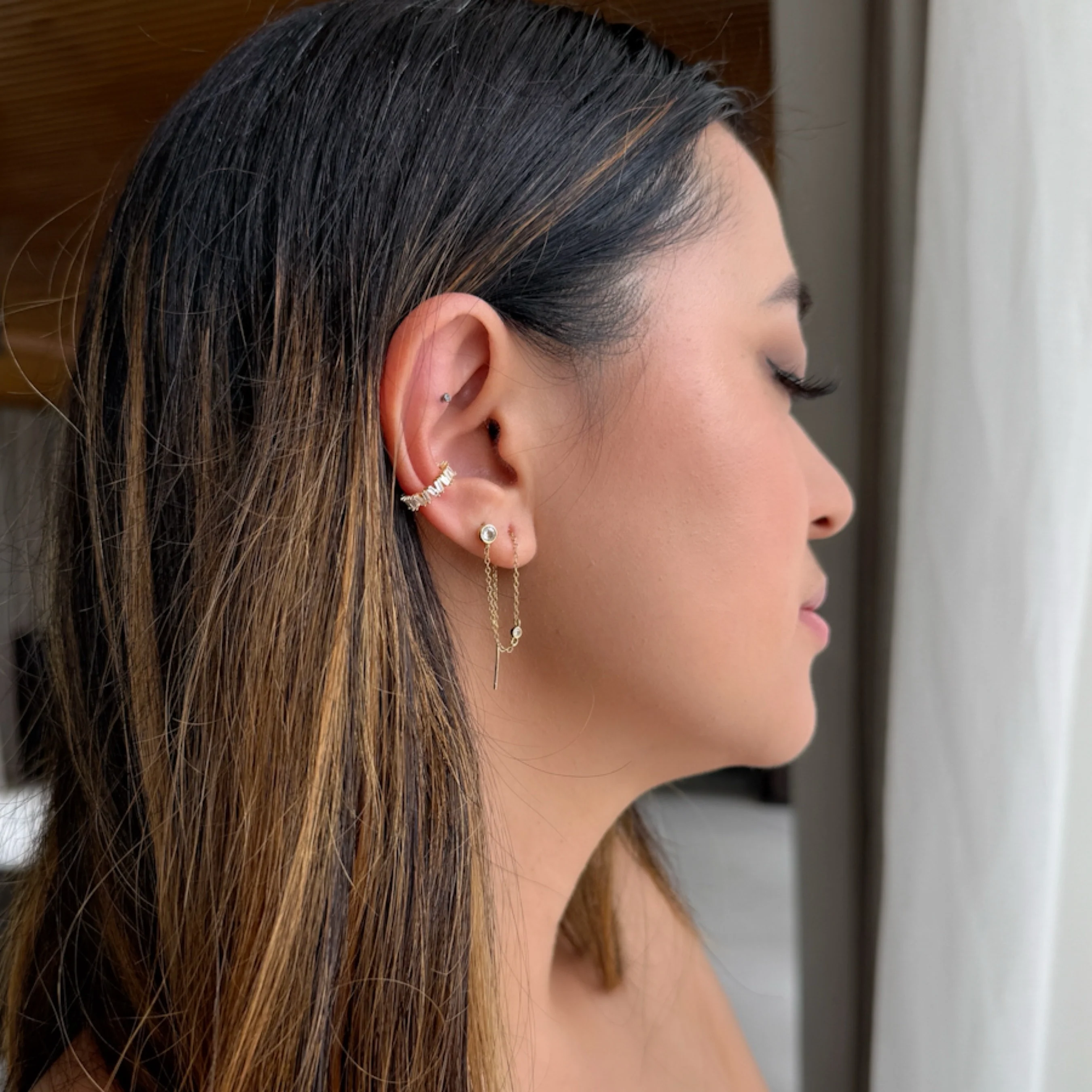 Ari Chain Link Threader Earring - Image 6