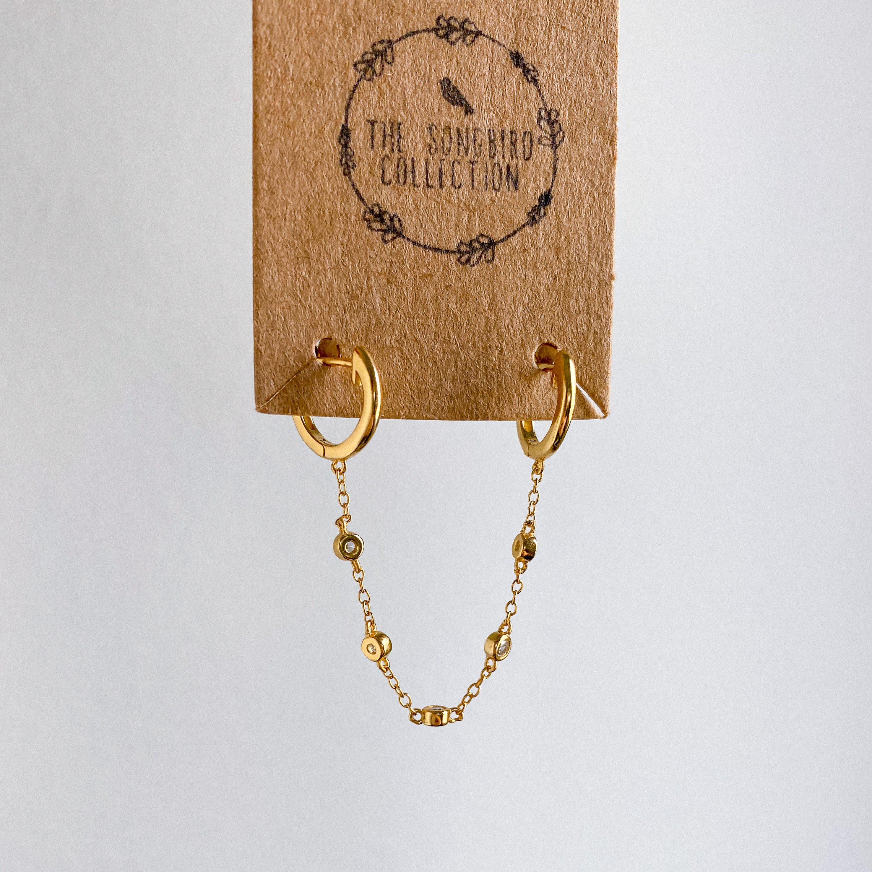 Bebe Bejeweled Chain Link Huggie Earring - LAST CHANCE! - Image 5