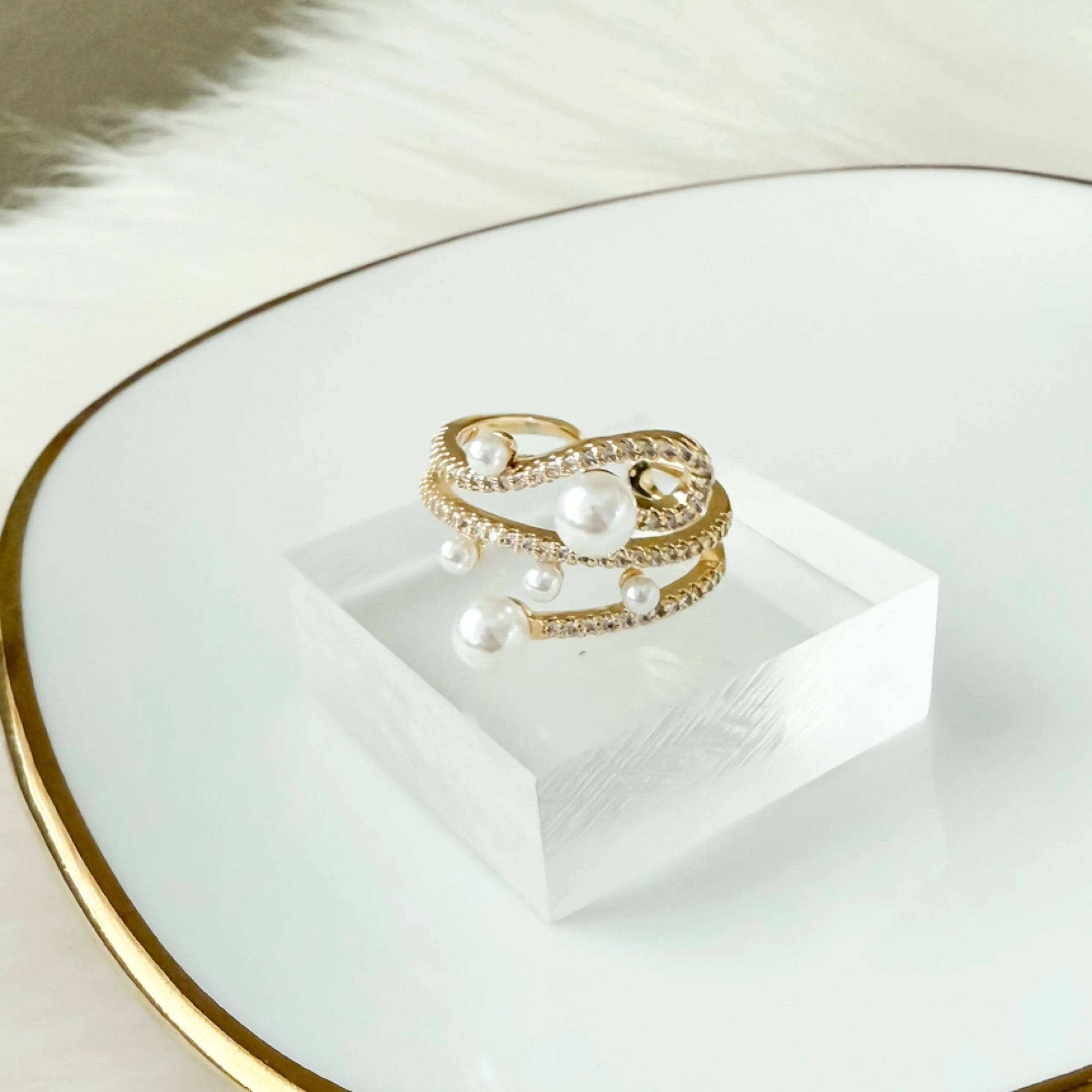 Cerise Pearly Statement Ring - Image 5