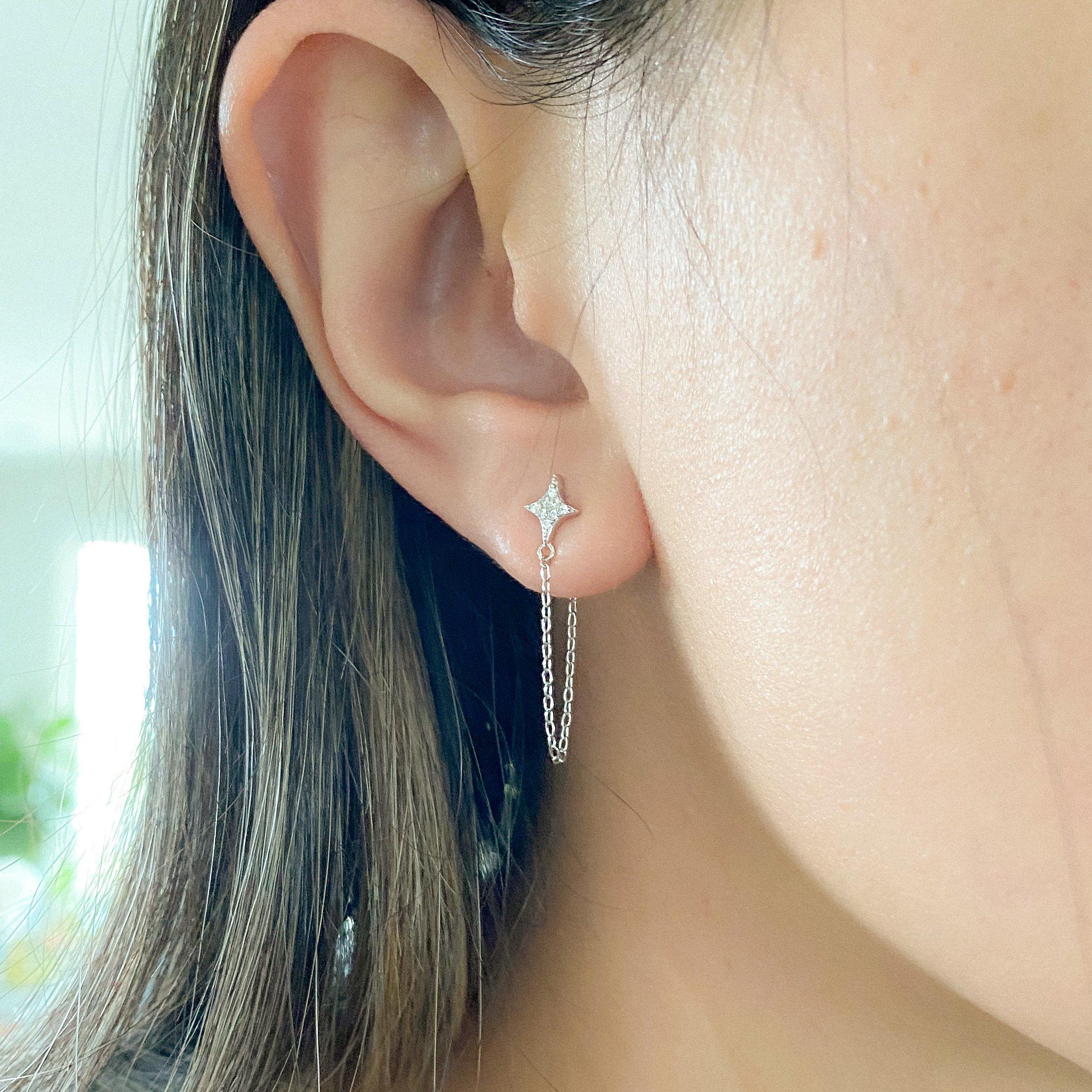 Cielo Chain Huggie Earring - LAST CHANCE! - Image 2