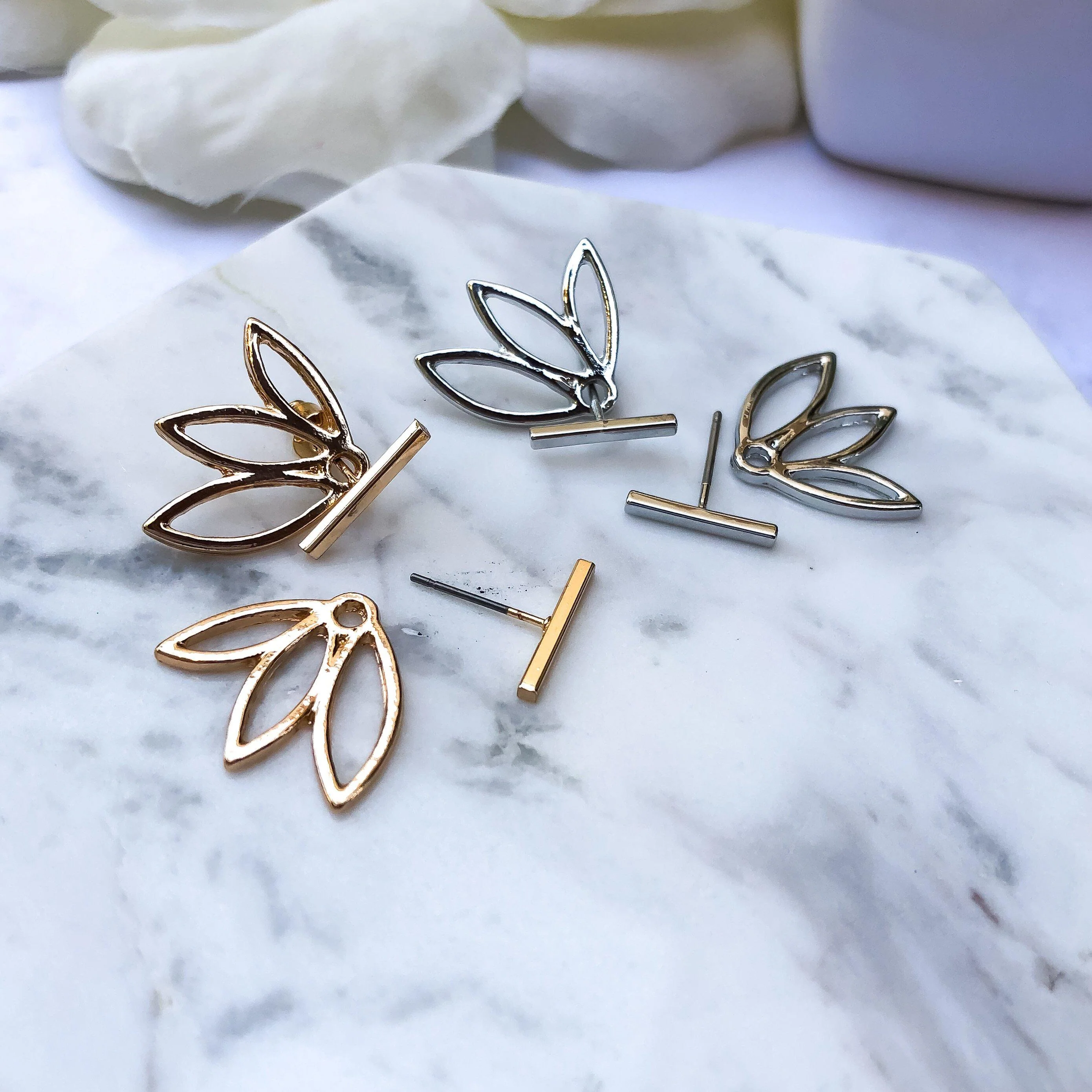 Flower Back Ear Jacket Earrings - LAST CHANCE! - Image 10
