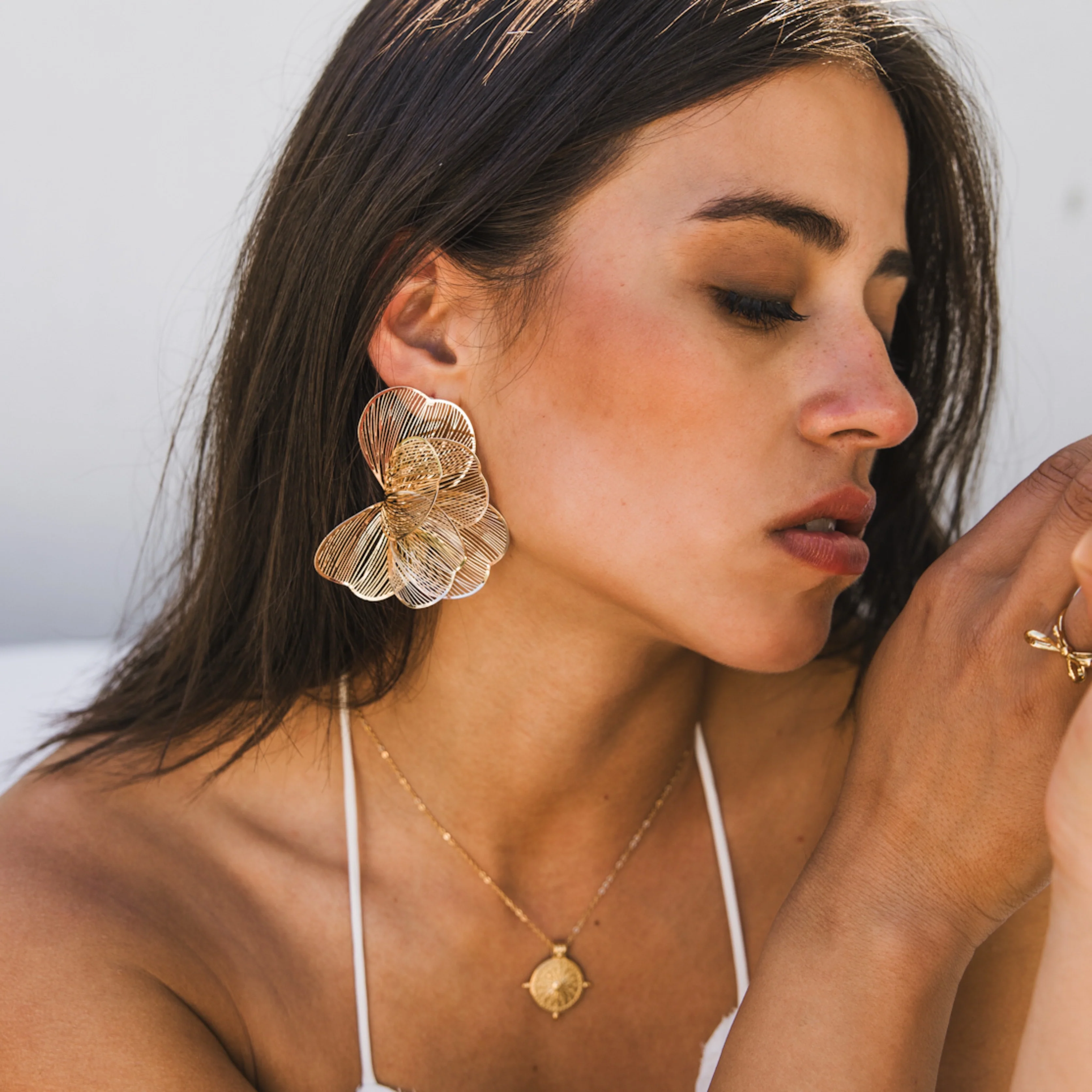 Golden Petal Drops Earrings - Image 15