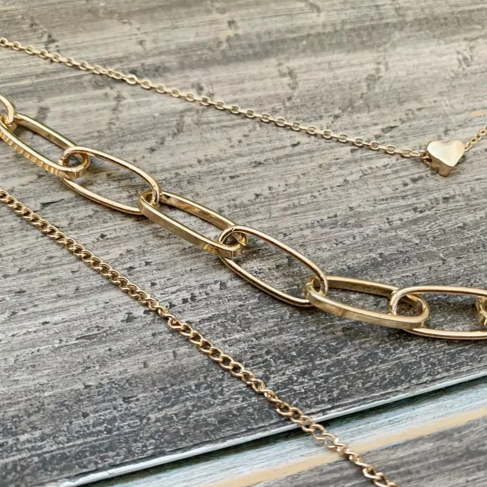 Heart & Lock Layered Chain Necklace - LAST CHANCE - Image 20