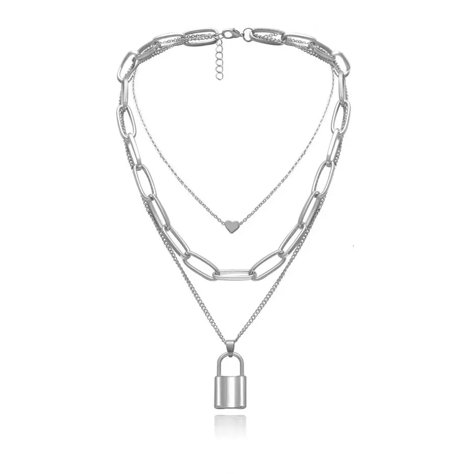 Heart & Lock Layered Chain Necklace - LAST CHANCE - Image 5