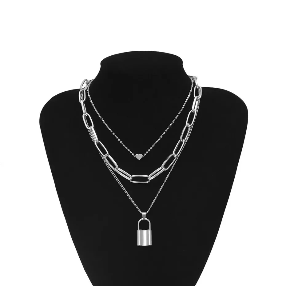 Heart & Lock Layered Chain Necklace - LAST CHANCE - Image 9