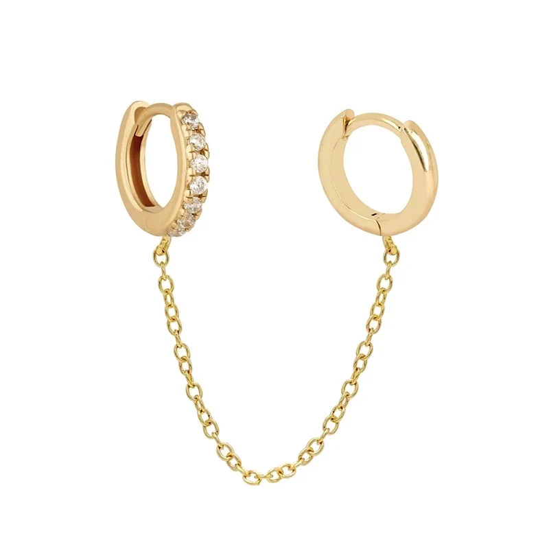 Lipa Chain Link Huggie Earring - 925 Sterling Silver - Image 5