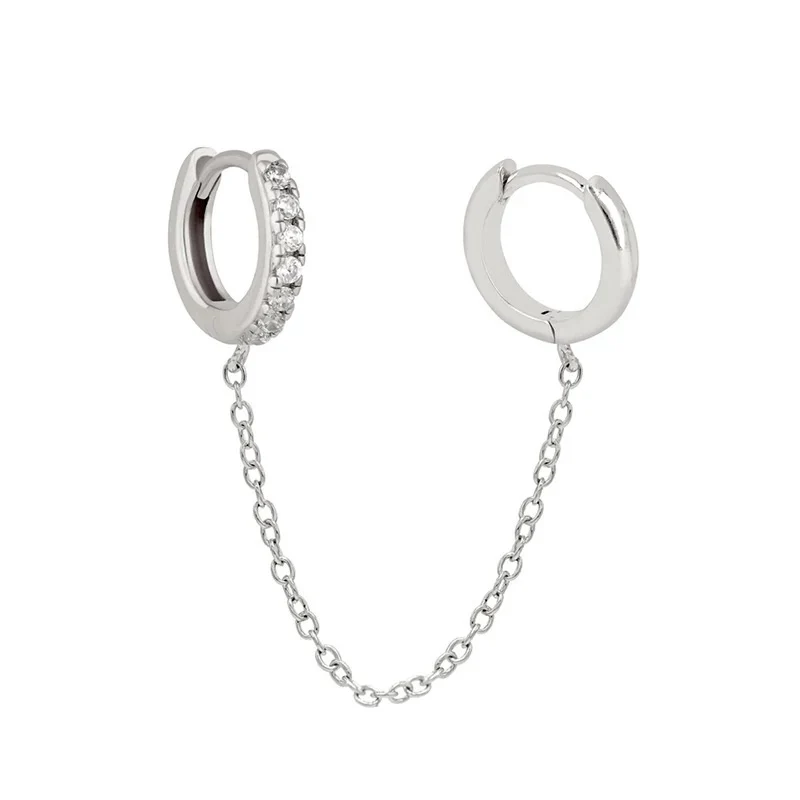 Lipa Chain Link Huggie Earring - 925 Sterling Silver - Image 6