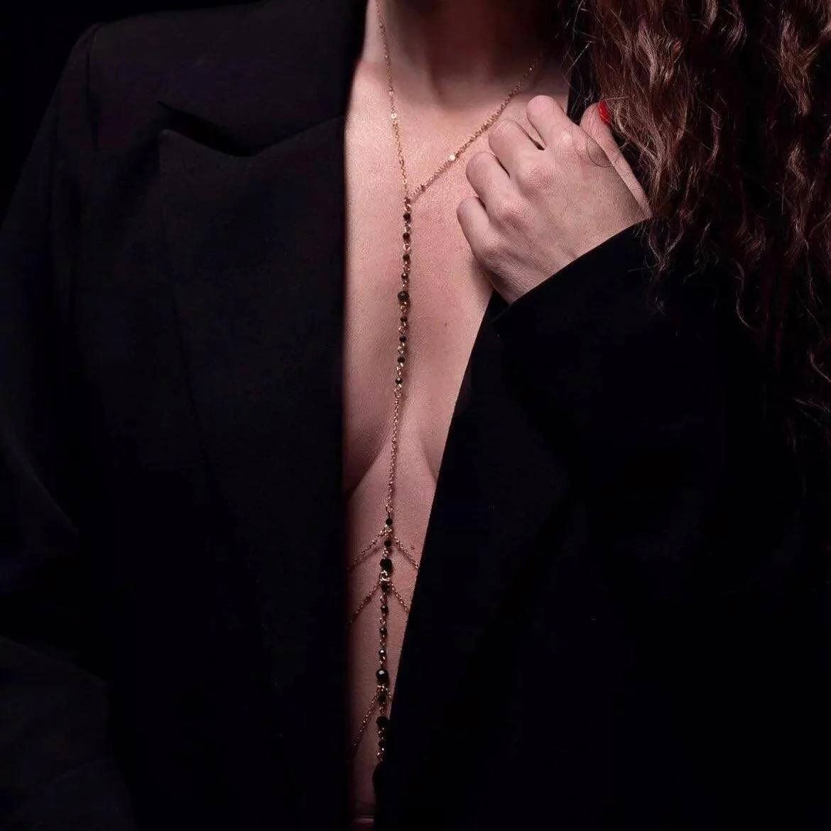 Midnight Kisses Black Beads Body Chain - Image 10