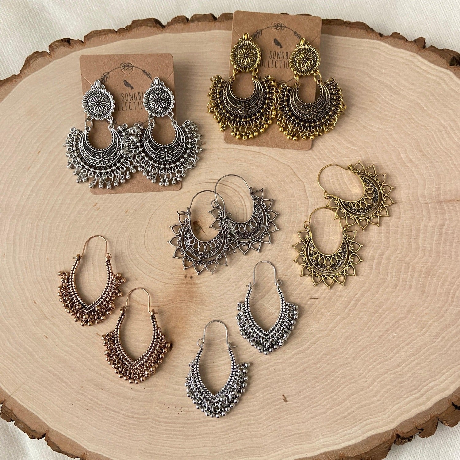 Priya Vintage Metal Earrings - 3 Styles - LAST CHANCE - Image 2