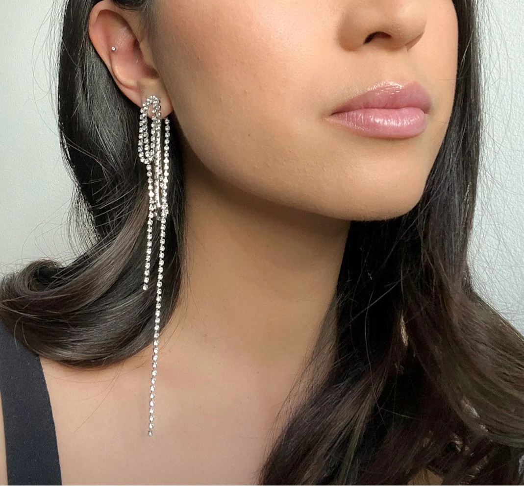 Renee Rhinestone Duster Ear Jacket Earrings