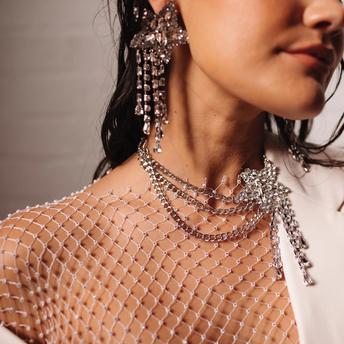 Starfall Rhinestone Statement Necklace - Image 3