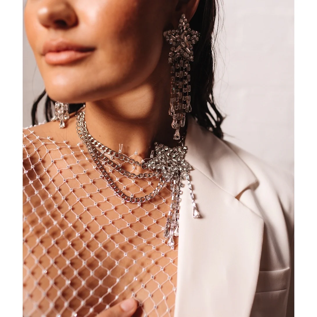 Starfall Rhinestone Statement Necklace - Image 8