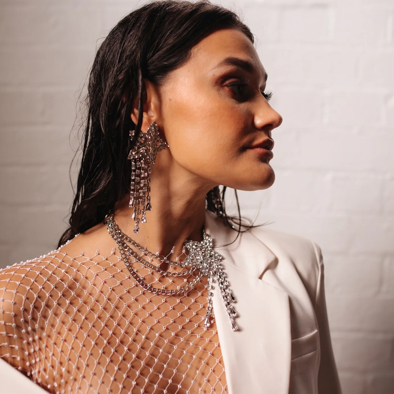 Starfall Rhinestone Statement Necklace - Image 9
