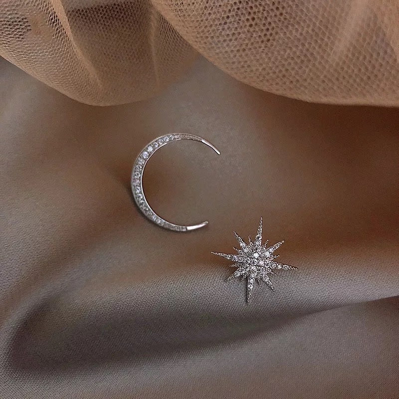 Twinkle Star & Moon Asymmetric Stud Earrings - Image 8