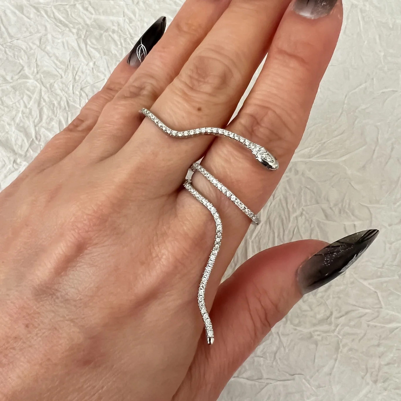 Twisted Serpent Double Finger Ring - Image 7