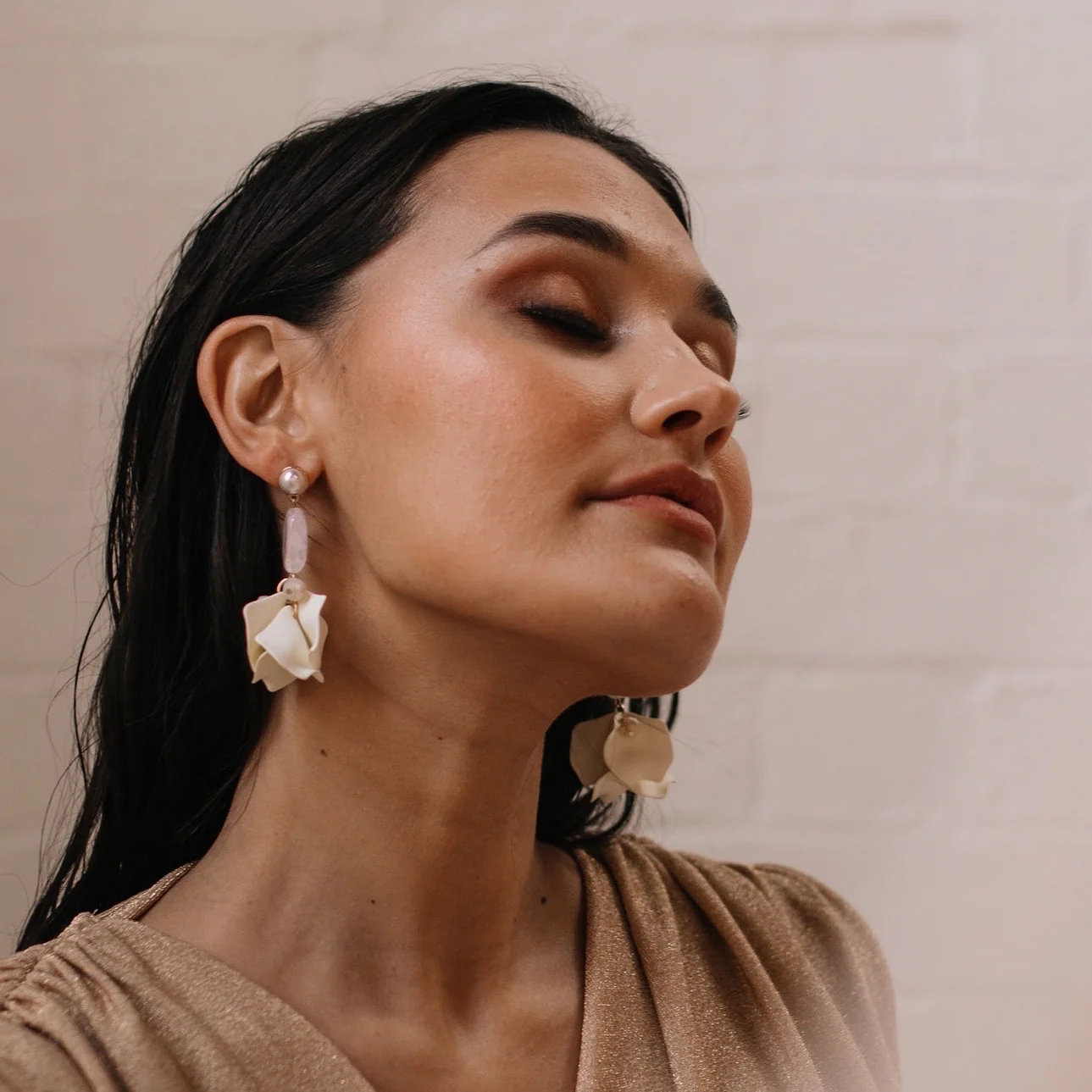 Vanilla Cream Petal Drop Earrings -  LAST CHANCE! - Image 12