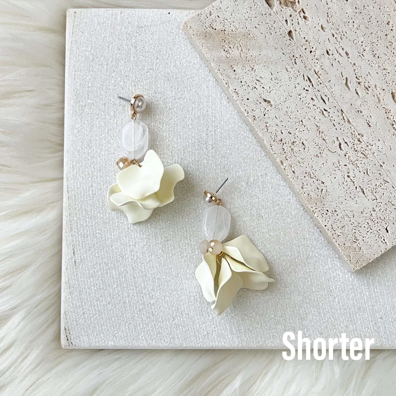 Vanilla Cream Petal Drop Earrings -  LAST CHANCE! - Image 2